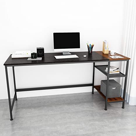 JOISCOPE Computer Desk with Shelves,Laptop Table with Grid Drawer,63 inches(Black Oak Finish)