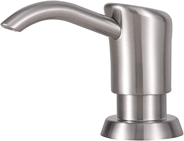 GAGALIFE Built in Sink Soap Dispenser or Lotion Dispenser for Kitchen Sink, Brushed Nickel ABS Pump Head, with 13 Ounce Large PET Soap Bottle