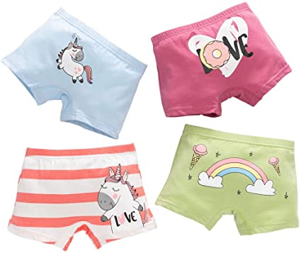 Core Pretty Little Girls Cotton Boy Shorts Toddler Panties Baby Princess Underwear (Pack of 4)