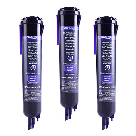 Quafilter Refrigerator Water Filter Compatible for Whirlpool 4396841 4396710 46-9030 Filter 3 (3 pack)