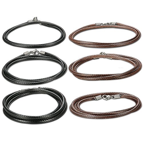 LOYALLOOK 3Pcs 2.5MM Leather Chain Necklace for Men Women Cord Rope Chain Necklace with Different Length ,18,24,30 inches