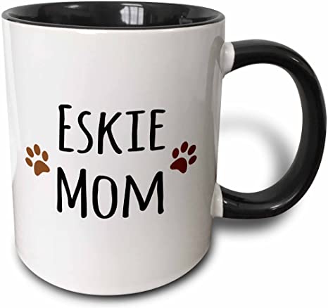 3dRose Eskie Mom Mug, 11 oz, Black