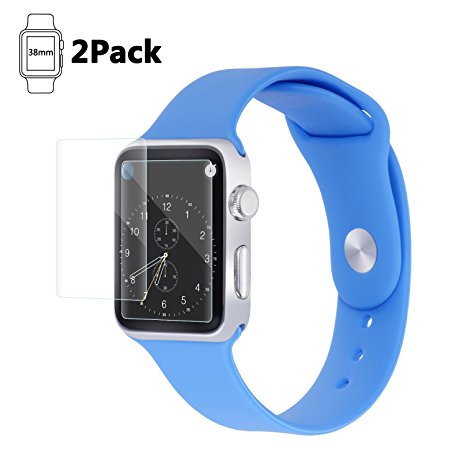 Apple Watch 38mm Screen Protector (Series 1, Series 2), Atill Tempered Glass Screen Protector [Anti-scratch] [Bubble-free] for Apple iWatch [2 Pack, Clear]