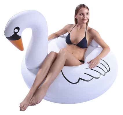 GoFloats Swan PartyTube Inflatable Raft, Float In Style (for Adults and Kids)