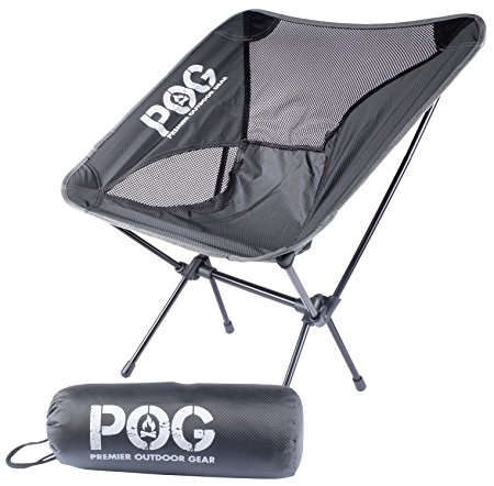 POG Lightweight Backpack Camping Chair with Carry Bag. Heavy Duty 300 lb Compact Chair for Lawns, Beach, Lounge. Premium Quality Aluminium Hiking Folding Chairs