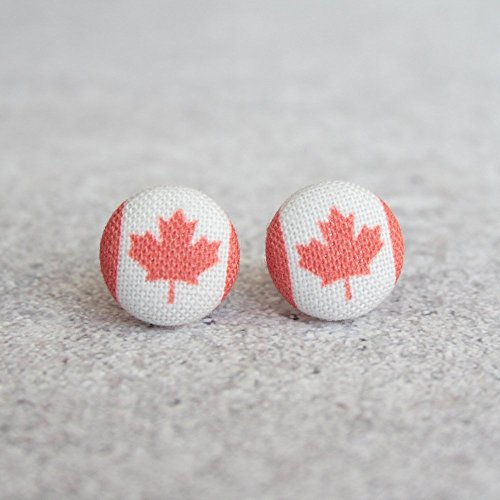 Canada Fabric Button Earrings