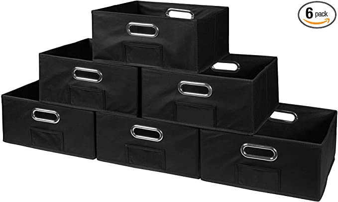 Niche Cubo Half-Size Foldable Fabric Storage Bins (Set of 6), Black