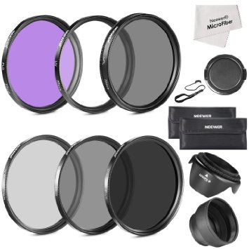 Neewer 77MM Must Have Lens Filter Accessory Kit for CANON 24-105MM, 10-22MM, 17-40MM and NIKON 28-300, DSLR Zoom Lenses- Includes: 77MM Filter Kit (UV, CPL, FLD)   ND Neutral Density Filter Set (ND2, ND4, ND8)   Carrying Pouch   Collapsible Lens Hood   Tulip Lens Hood   Snap-On Front Lens Cap   Cap Keeper Leash   Microfiber Cleaning Cloth