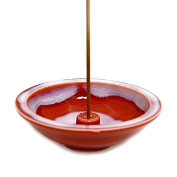 Shoyeido's Crimson Round Ceramic Incense Holder