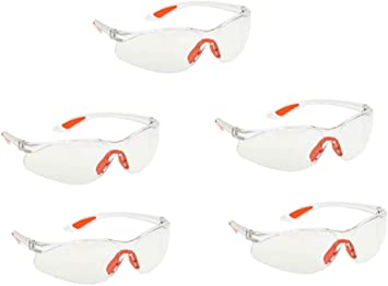COSORO Safety Protection Glasses－5 Pack of Protective Glasses, Safety Goggles Eyewear Eyeglasses for Eye Protection with Clear Plastic Lenses and Featuring Rubber Nose and Ear Grips