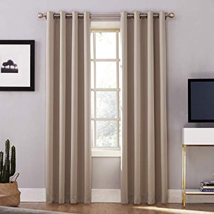 Sun Zero Oslo Theater Grade Extreme 100% Blackout Grommet Curtain Panel, 52" x 84", Stone