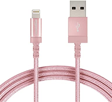 AmazonBasics Nylon Braided Lightning to USB A Cable, MFi Certified iPhone Charger, Rose Gold, 6-Foot - 10-Pack