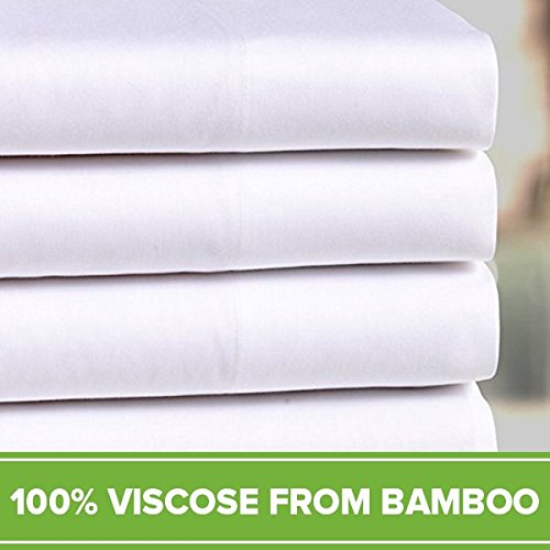 Bamboo Bay Bamboo Sheets by Premium 100% Viscose from Bamboo Sheet Set - Super Soft and Breathable - Silky Smooth, Luxury Weave - 18 Inch Deep Pocket (King, White)