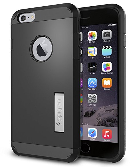 iPhone 6 Plus Case, Spigen [HEAVY DUTY] Tough Armor Case for iPhone 6 Plus (5.5-Inch) - Smooth Black (SF coated) (SGP10914)