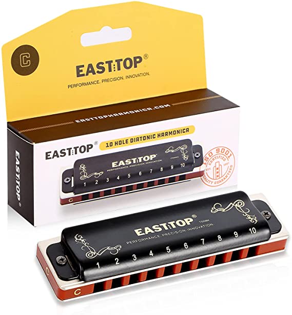 East top Harmonica C, Updated Diatonic Harmonica C Key 10 Holes 20 Tones Professional Blues Harp Diatonic Mouth Organ, Blues harmonica for Adults, Professionals, Beginners and Students