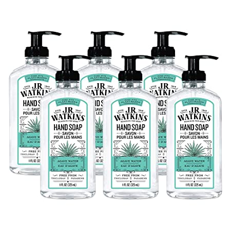 JR Watkins Gel Hand Soap, Agave Water, 6 Pack, Scented Liquid Hand Wash for Bathroom or  Kitchen, USA Made and Cruelty Free, 11 fl oz