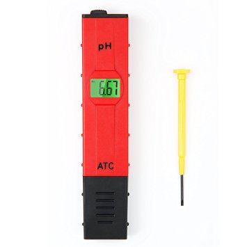 Umiin 0.05pH High Accuracy Pocket Size Digital PH Meter Tester with ATC and Backlit LCD,Red