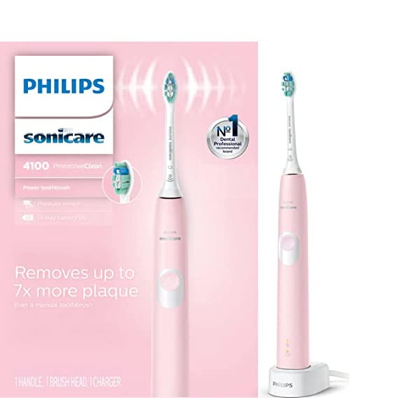 Philips Sonicare ProtectiveClean 4100 Electric Rechargeable Toothbrush, Plaque Control, Pastel Pink