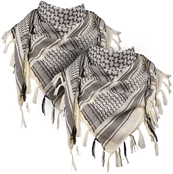 FREE SOLDIER 100% Cotton Scarf Military Shemagh Tactical Desert Keffiyeh Head Neck Scarf Arab Wrap with Tassel 43x43 inches