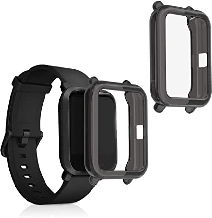 kwmobile 2X Carcasa Compatible con Huami Amazfit Bip/Bip Lite - Funda para Fitness Tracker en Negro/Transparente