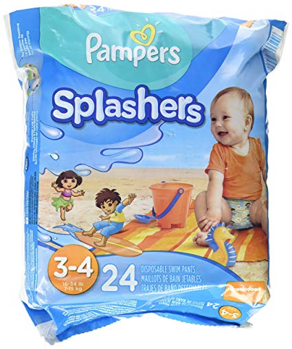 Pampers Splashers Disposable Swim Pants, Size 3-4, 24 Count