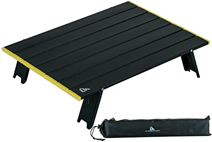 iClimb Ultralight Compact Mini Beach Picnic Alu. Folding Table with Carry Bag, Two Size (Black - L)