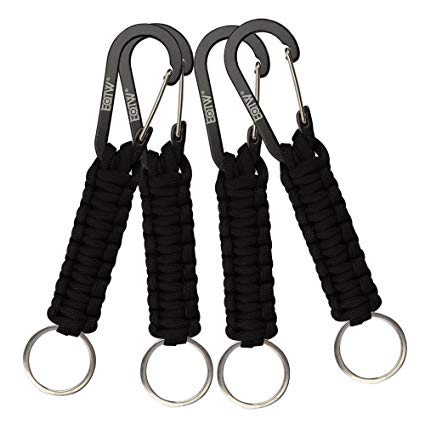 EOTW Paracord Keychain with Carabiner Military Braided Lanyard Utility Survival Lanyard King Ring Hook for Keys Knife Flashlight for Outdoor Camping Hiking Backpack 4Pack