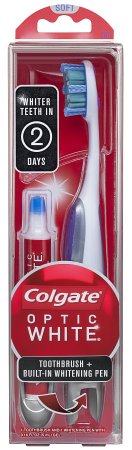 Colgate Optic White Toothbrush Plus Whitening Pen, Compact Head Soft