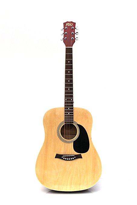 Rio Natural 4/4 Full Size 41'' Acoustic Guitar Package Pack Outfit Beginner Dreadnought Steel String - NEW (Natural)