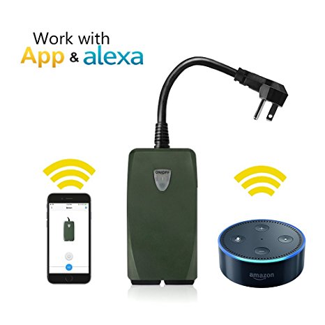 GiBot Wireless WIFI Control Smart Outdoor Outlets Plugs Switches Modules Works with Amazon Alexa, Green