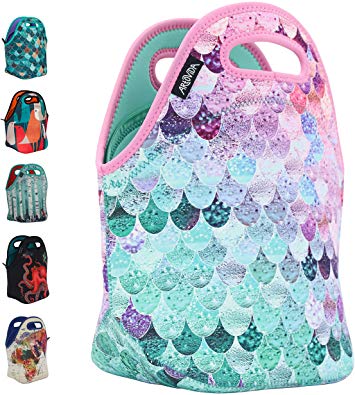 ARTOVIDA Insulated Neoprene Lunch Bag for Women, Men and Kids, Reusable Soft Lunch Tote for Work and School - Monika Strigel from Germany - Mermaid Blush