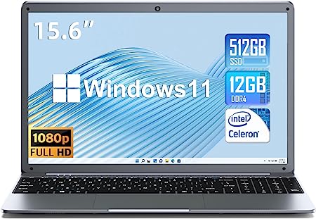 SGIN Windows 11 Laptops 12GB DDR4 512GB SSD (TF 512GB), 15.6 Inch Laptop with Intel Celeron N5095 Processor(Up to 2.9GHz), FHD 1920x1080 Notebook with 2xUSB 3.0, Dual Band WiFi, Bluetooth 4.2(Gray)