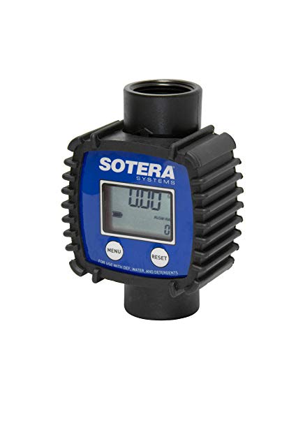 Sotera FR1118P10 1" 3-26 GPM(11-98 LPM) Digital Inline Nutating Disc Chemical Transfer Meter, Compatible with DEF/AdBlue/Water/Detergents