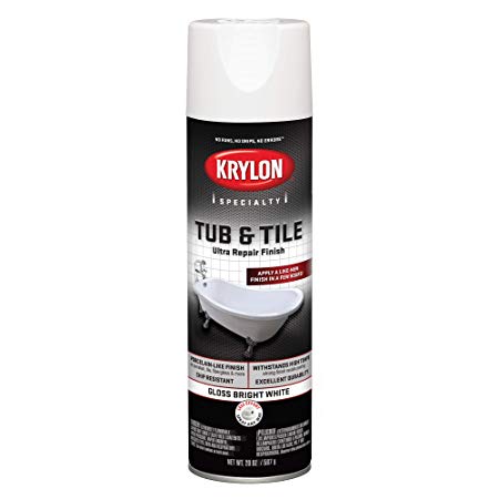 Krylon K04502007 Tub & Tile Ultra Repair Finish Spray Paint Aerosol Bright White