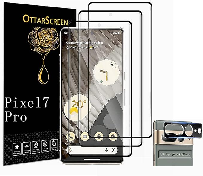 3 Pack for Google Pixel 7 Pro Screen Protector, 3 Pack Tempered Glass Screen Protector, 1 Pack Tempered Glass Camera Lens Protector, Compatible Fingerprint, 9H Hardness Tempered Glass Pixel 7 Pro 5g【3 1 Pack】