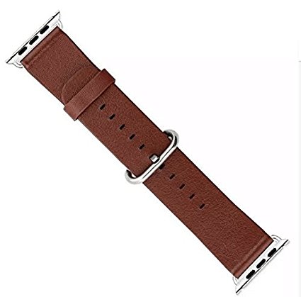Smays Genuine Leather Watchband for Apple Watch 42mm with Axle Connector (Brown)