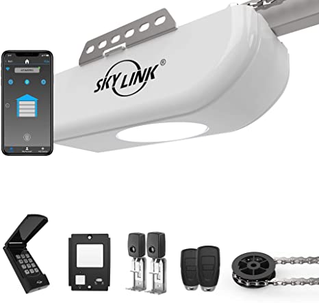 Atoms ATR-1622CKW by Skylink 1/2HPF Garage Door Opener with Alexa. Extremely Quiet DC Motor, Chain Drive, Wireless Keypad and WiFi Compatible