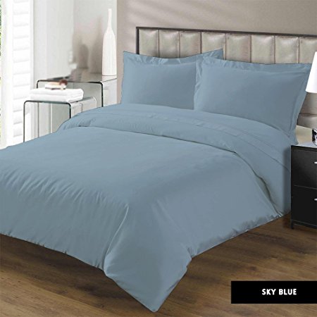 Luxurious and Hypoallergenic 100% Egyptian Cotton 1000 Thread Count Duvet Cover Sky Blue (1 Pc Duvet Cover with Zipper Closure) By BED ALTER Solid (King / Cal King)