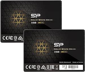 Silicon Power 2-Pack 512GB SSD 3D NAND A58 SLC Cache Performance Boost SATA III 2.5" 7mm (0.28") Internal Solid State Drive