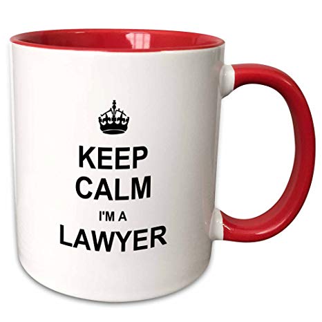 3dRose Mug_194470_5"Keep Calm Im a Lawyer Funny Law Profession Gift Job Work Pride Two Tone Red" Mug, 11 oz, Red/White