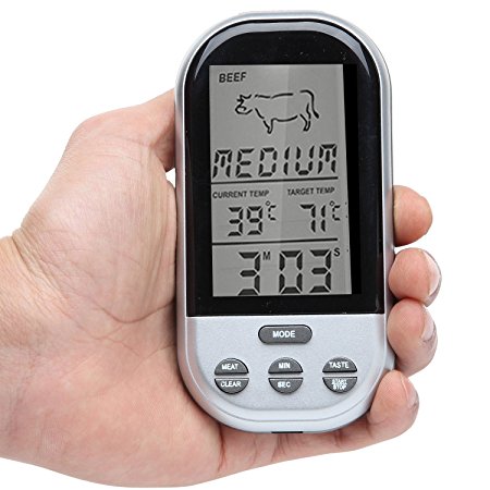 Wireless and Digital BBQ Thermometer with Probe for Kitchen and Household Use