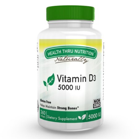 Vitamin D3 5000 IU 360 Mini Softgels Soy Free USP Grade Natural Vitamin D