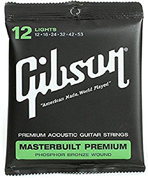 Gibson Gear Masterbuilt Premium Phosphor Bronze Acoustic Guitar Strings, Light (12-53)