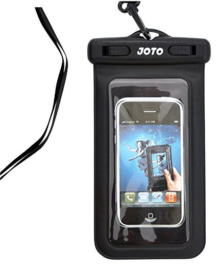 JOTO Universal Waterproof Bag Case for iPhone SE 5s 5C 5 4s 4 and iPod Touch 6th 5 - Also fits other devices up to 5.2" diagonal - IPX8 Certified to 100 Feet (Black)