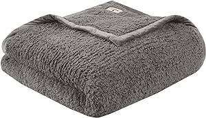 Woolrich Burlington Berber Blanket Super Soft, Cozy Lightweight Cover with Luxrurious Velvet Binding, Modern Trendy All Season Bedspread Bedding-Set, Twin: 66x90, Grey