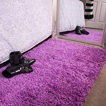 The Rug House Ontario Lilac Purple Bedside Bedroom Floor Shaggy Shag Fluffy Thick Warm Deep Area Rug