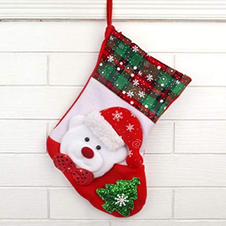 Jujunx Merry Christmas Gift Bag Santa Claus Snowman Elk Tree Decoration Ornament Sock Decors (C)