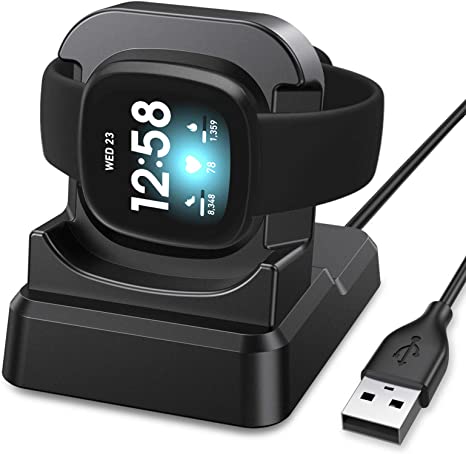 KIMILAR Charger Compatible with Fitbit Sense/Fitbit Versa 3 Charger Dock, Replacement Charger Stand Charging Cable Cradle Station Base with 4.2ft USB Cord Accessories for Sense/Versa 3 Smart Watch