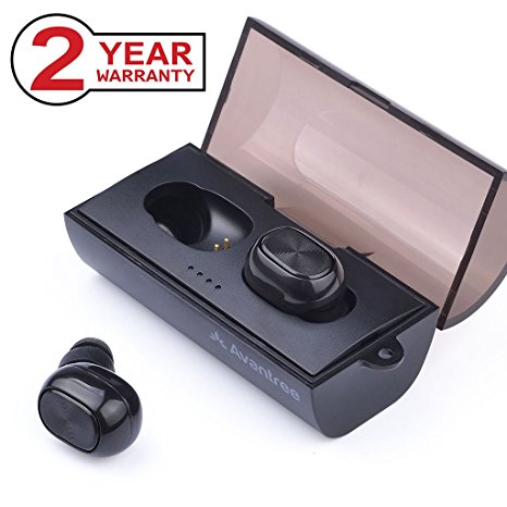 Avantree Mini In Ear True Wireless Stereo Earbuds with Portable Charging Case, Bluetooth 4.1 TWS Earpiece, Secure Fit Cordless Small Sports Earphones for iPhone, Samsung - TWS320