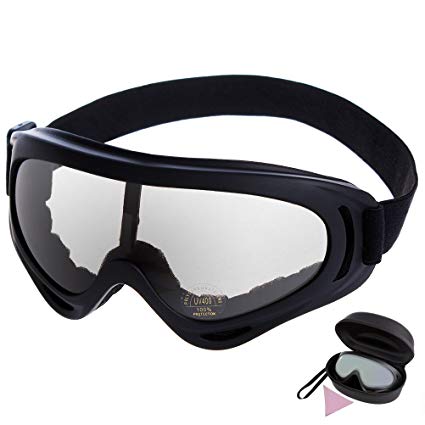 HEYFIT Ski Goggles Fog-Resistant Anti-Impact UV Protective Motorcycle Cycling Glasses Unisex Windproof with Case Cleaning Cloth Clear Safety for Outdoor Sports Biking Skiing